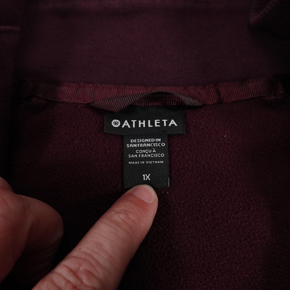 Athleta Hoodie Womens 1X Purple Full Zip Fleece High Neck Thumbholes Pockets - Picture 7 of 11